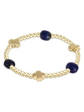 New Enewton Signature Cross 14kt Gold-filled Admire Blue 8mm Beads Bracelet